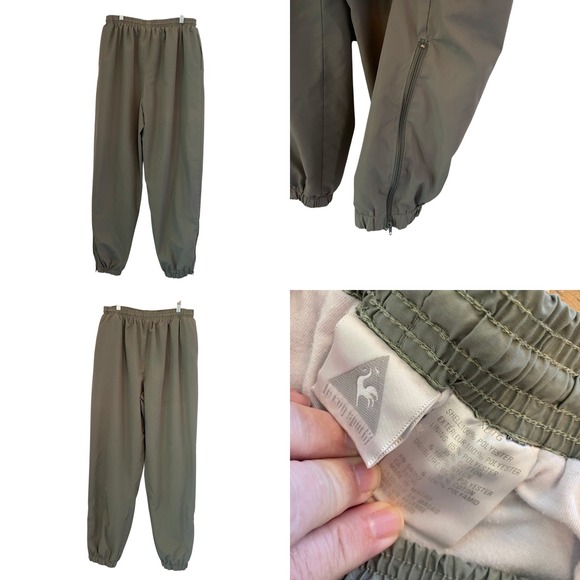 Le Coq Sportif Pants - Le Coq Sportif VTG 90 Olive Green Track Pants Women XL Zipper Ankle Lined Jogger